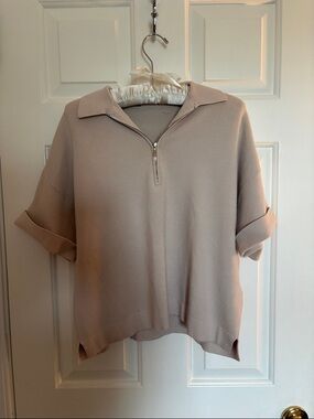 Reiss 1/4 Zip Short Sleeve Sweater Top - Small